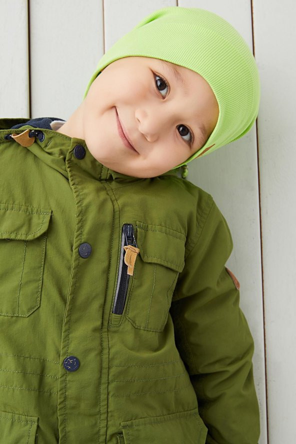 Fıstık Yeşili Erkek Bebek Çocuk Şapka Bere El yapımı Rahat Cild dostu %100 Pamuklu Kaşkorse - 4