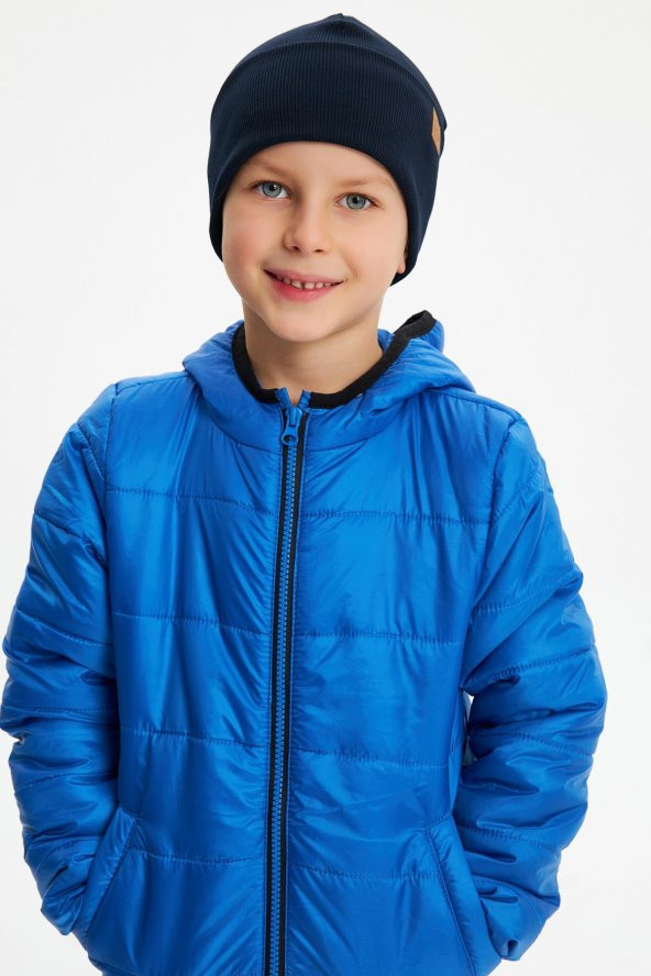 Lacivert Erkek Bebek Çocuk Trend Style Şapka Bere Rahat %100 Pamuklu Kaşkorse - 2