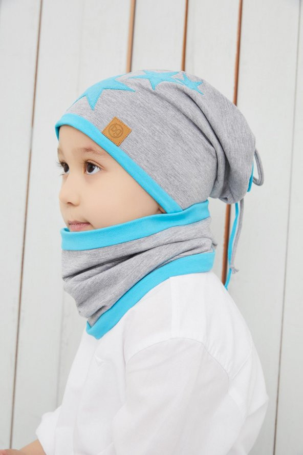 Babygiz Gri Mavi Fanatik Bere Boyunluk Takım Yumuşak Çift Katlı Spor %100 Doğal Pamuklu Penye - 2