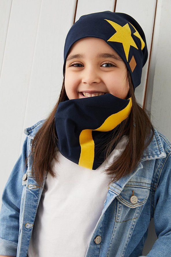 Babygiz Sarı Kırmızı Fanatik Bere Boyunluk Takım Yumuşak Çift Katlı Spor %100 Doğal Pamuklu Penye - 2