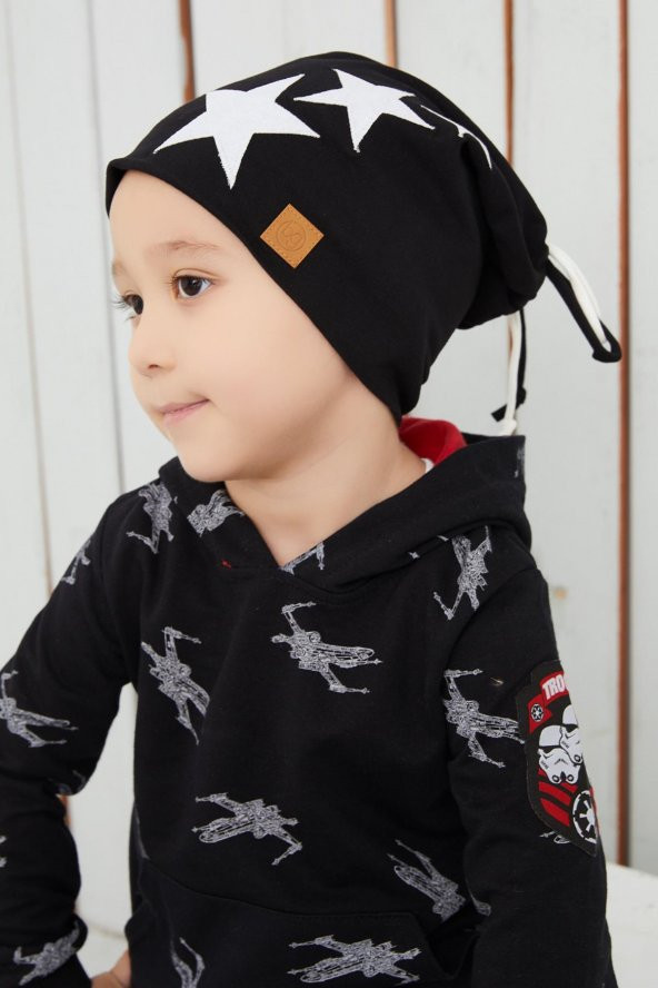 Babygiz Siyah Beyaz Fanatik Bere Boyunluk Takım Yumuşak Çift Katlı Spor %100 Doğal Pamuklu Penye - 8