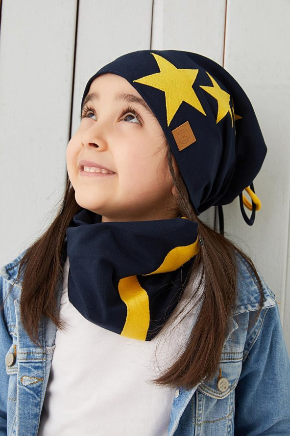 Babygiz Sarı Kırmızı Fanatik Bere Boyunluk Takım Yumuşak Çift Katlı Spor %100 Doğal Pamuklu Penye - 3