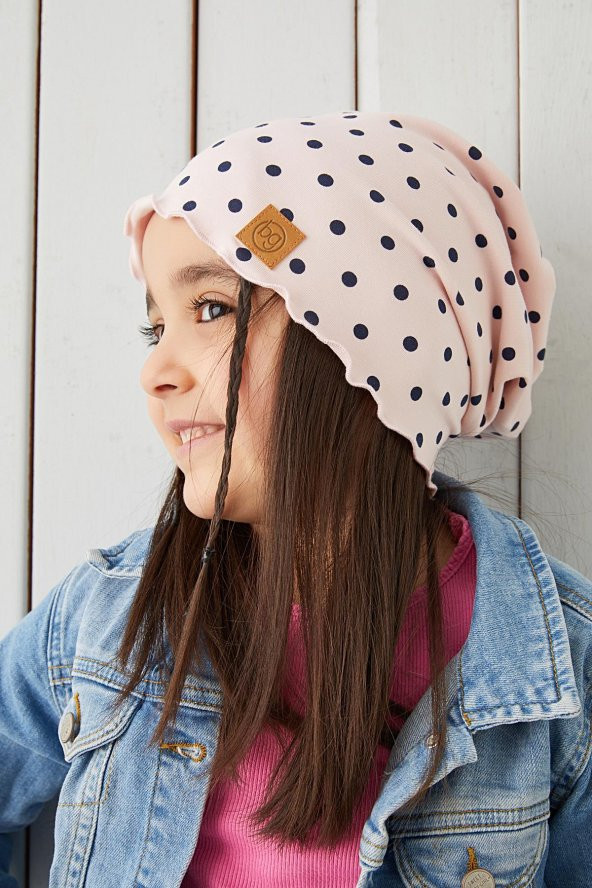 Babygiz pudra Siyah Kız Çocuk Bebek Bere Boyunluk Set Yumuşak %100 Pamuklu Penye Trend Seri - 5