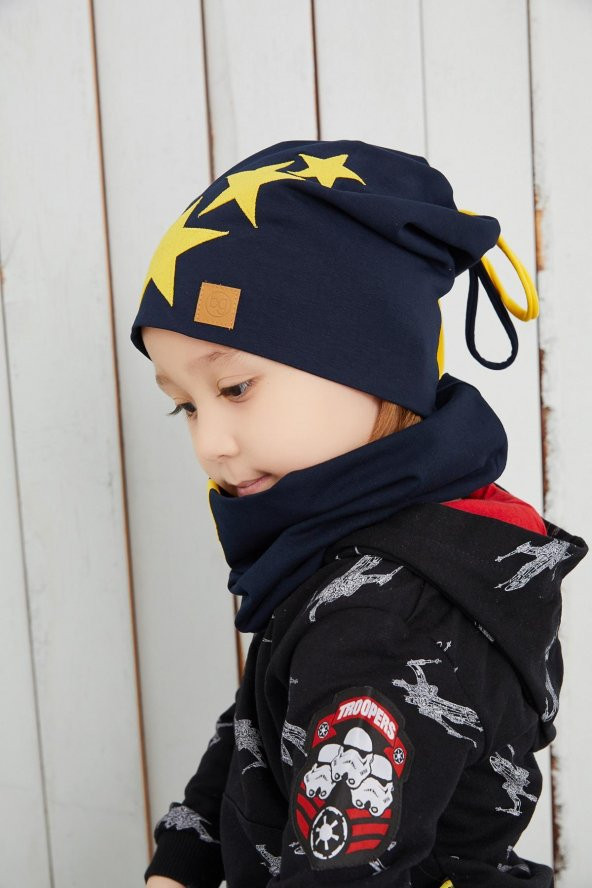 Babygiz Sarı Kırmızı Fanatik Bere Boyunluk Takım Yumuşak Çift Katlı Spor %100 Doğal Pamuklu Penye - 5