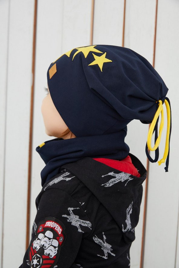 Babygiz Sarı Kırmızı Fanatik Bere Boyunluk Takım Yumuşak Çift Katlı Spor %100 Doğal Pamuklu Penye - 6