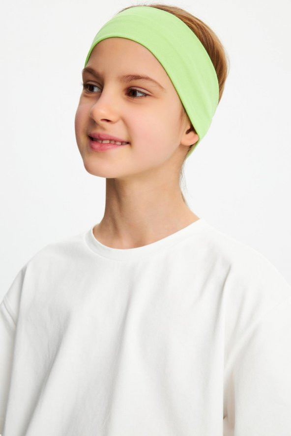 Yeşil Kız Pamuklu Penye, Kaymaz, Terletmez, Ultra Hafif,  Esnek Saç Bandı Bandana