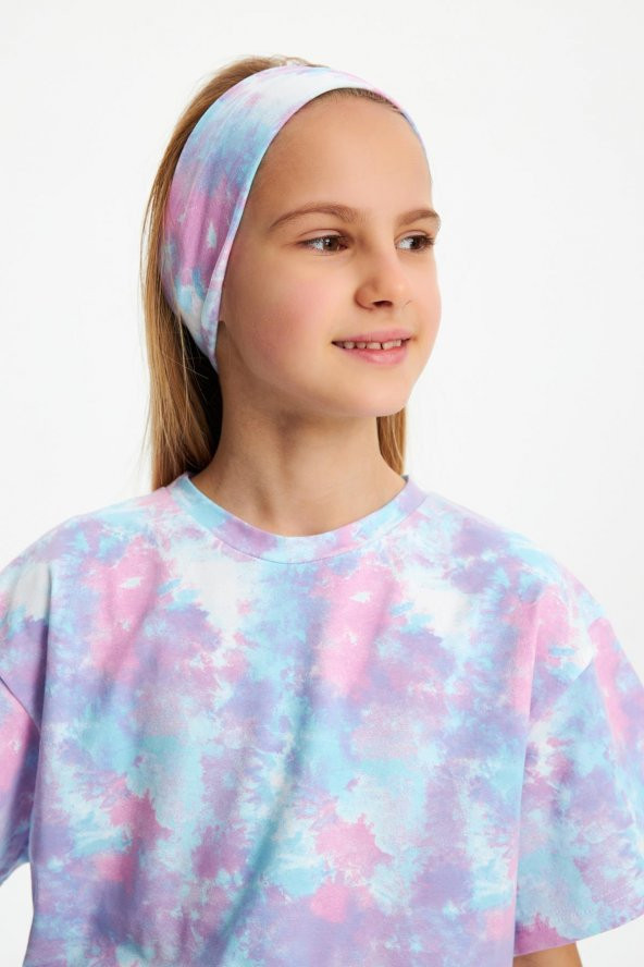 Batik Kız Pamuklu Penye, Kaymaz, Terletmez, Ultra Hafif,  Esnek  Desenli Saç Bandı Bandana - 8