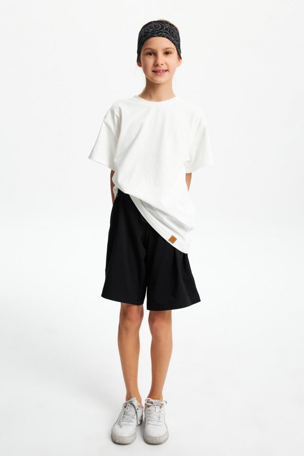 Siyah-melanj Kız Pamuklu Penye, Kaymaz, Terletmez, Ultra Hafif, Esnek Desenli Saç Bandı Bandana - 5