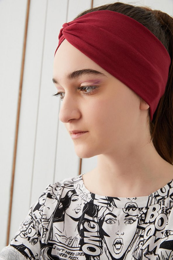 Bordo Çocuk Genç Bandana Saç Bandı ekstra yumuşak Esnek doğal %100 pamuklu Penye - 2