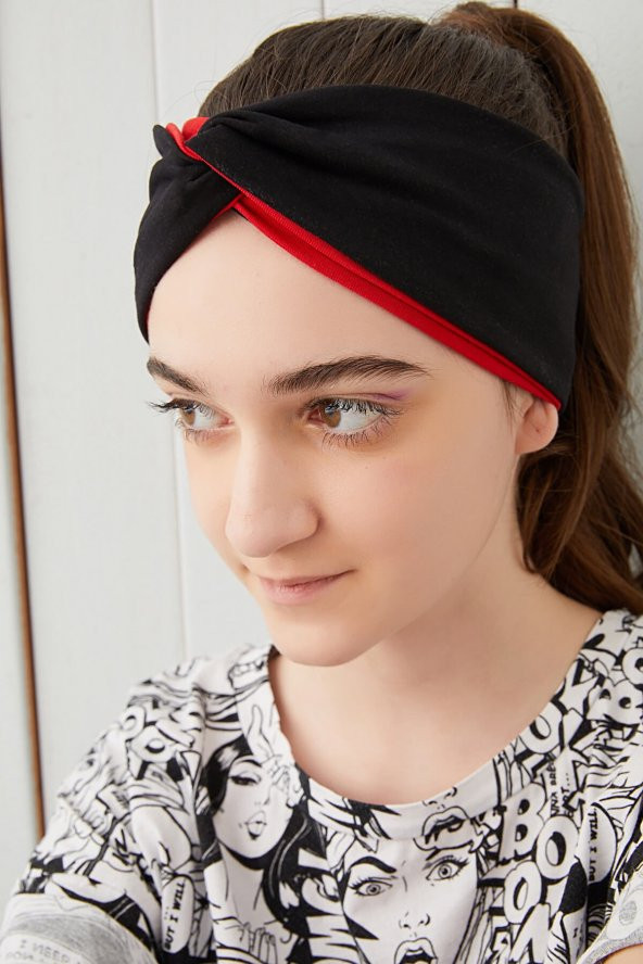 Siyah Kırmızı Çocuk Genç Bandana Saç Bandı ekstra yumuşak Esnek doğal %100 pamuklu Penye - 5