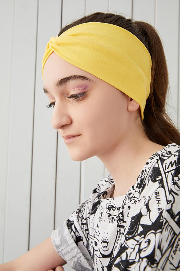 Yaşayan Sarı Çocuk Genç Bandana Saç Bandı ekstra yumuşak Esnek doğal %100 pamuklu Penye - 2