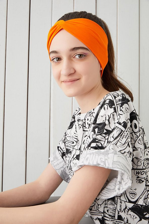 Stil Turuncu Çocuk Genç Bandana Saç Bandı ekstra yumuşak Esnek doğal %100 pamuklu Penye - 2