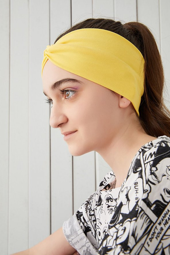 Yaşayan Sarı Çocuk Genç Bandana Saç Bandı ekstra yumuşak Esnek doğal %100 pamuklu Penye - 3