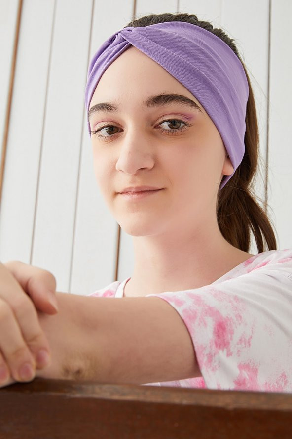 Lila Çocuk Genç Bandana Saç Bandı ekstra yumuşak Esnek doğal %100 pamuklu Penye - 4