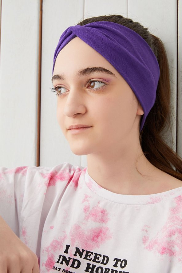Mor Çocuk Genç Bandana Saç Bandı ekstra yumuşak Esnek doğal %100 pamuklu Penye - 2