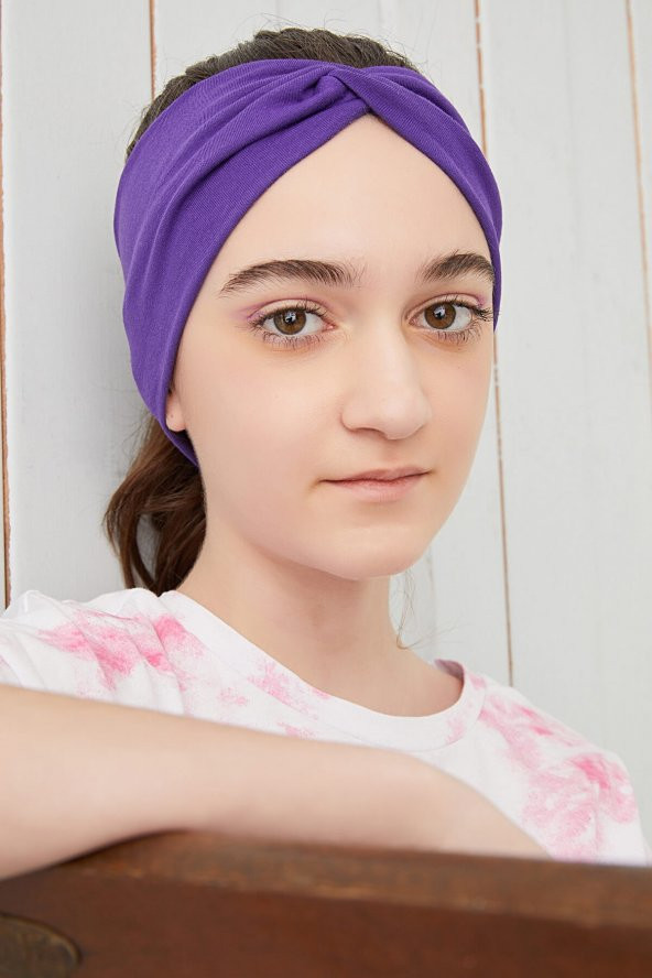 Mor Çocuk Genç Bandana Saç Bandı ekstra yumuşak Esnek doğal %100 pamuklu Penye - 3