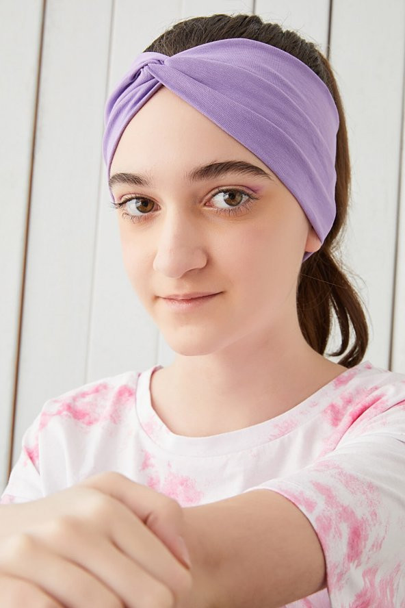 Lila Çocuk Genç Bandana Saç Bandı ekstra yumuşak Esnek doğal %100 pamuklu Penye - 5