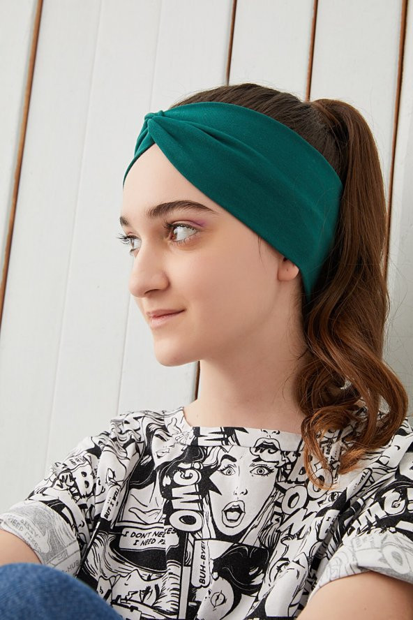 Hürrem yeşili Çocuk Genç Bandana Saç Bandı ekstra yumuşak Esnek doğal %100 pamuklu Penye - 3