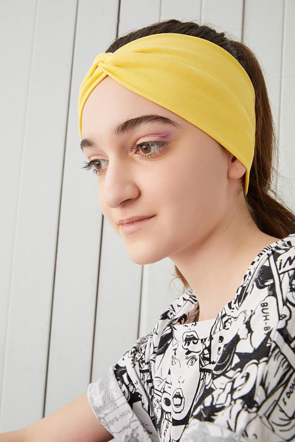 Yaşayan Sarı Çocuk Genç Bandana Saç Bandı ekstra yumuşak Esnek doğal %100 pamuklu Penye - 4