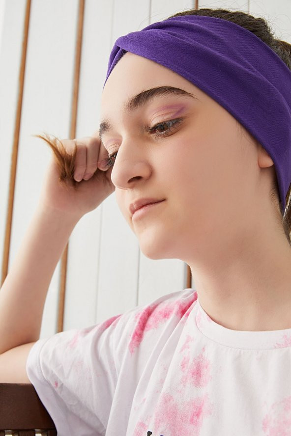 Mor Çocuk Genç Bandana Saç Bandı ekstra yumuşak Esnek doğal %100 pamuklu Penye - 6