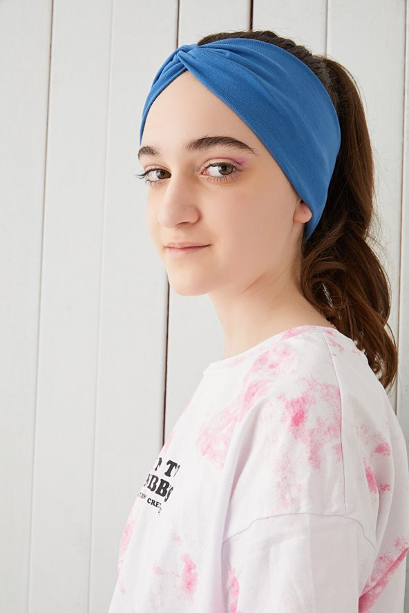 Derin Mavi Çocuk Genç Bandana Saç Bandı ekstra yumuşak Esnek doğal %100 pamuklu Penye - 4