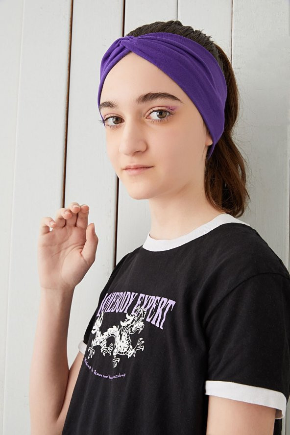 Trend mor Çocuk Genç Bandana Saç Bandı, ekstra yumuşak Esnek, doğal, pamuklu Penye - 3
