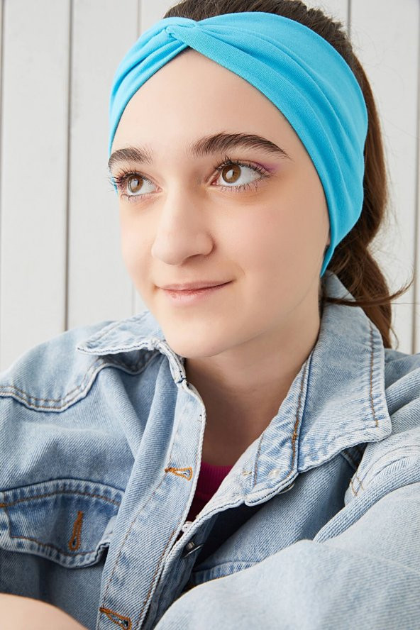 Okyanus Mavi Çocuk Genç Bandana Saç Bandı ekstra yumuşak Esnek doğal %100 pamuklu Penye - 4
