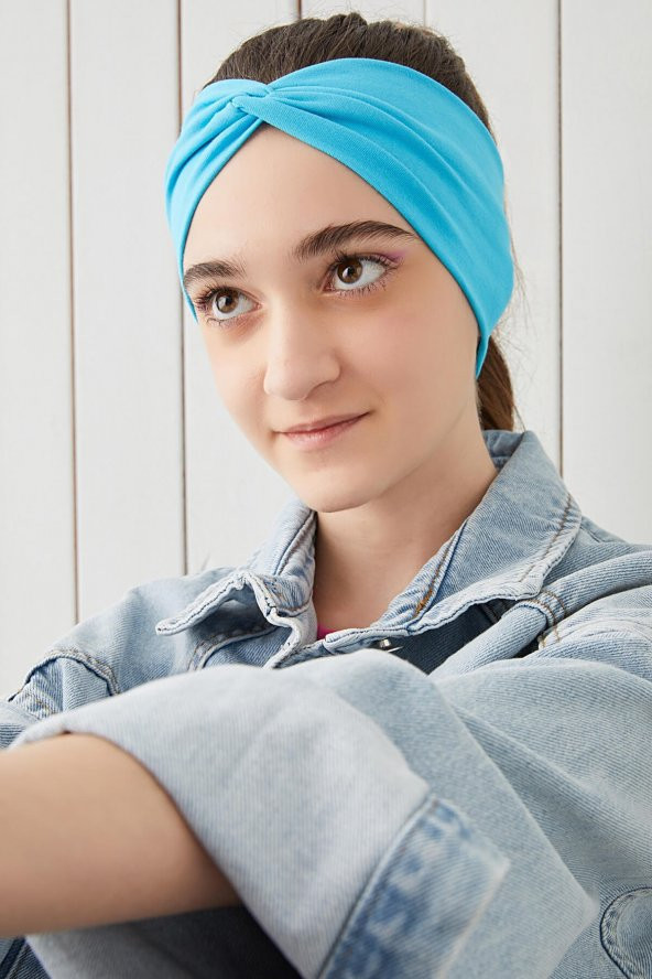 Okyanus Mavi Çocuk Genç Bandana Saç Bandı ekstra yumuşak Esnek doğal %100 pamuklu Penye - 5
