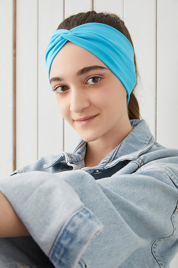Okyanus Mavi Çocuk Genç Bandana Saç Bandı ekstra yumuşak Esnek doğal %100 pamuklu Penye - 6