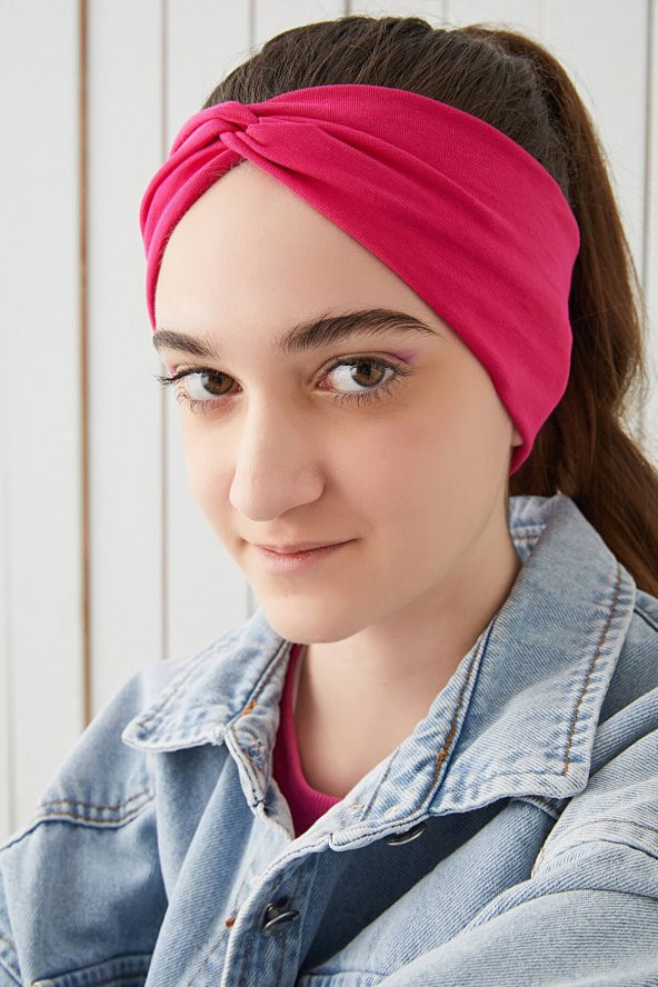 Gözalıcı Fuşya Çocuk Genç Bandana Saç Bandı ekstra yumuşak Esnek doğal %100 pamuklu Penye - 5