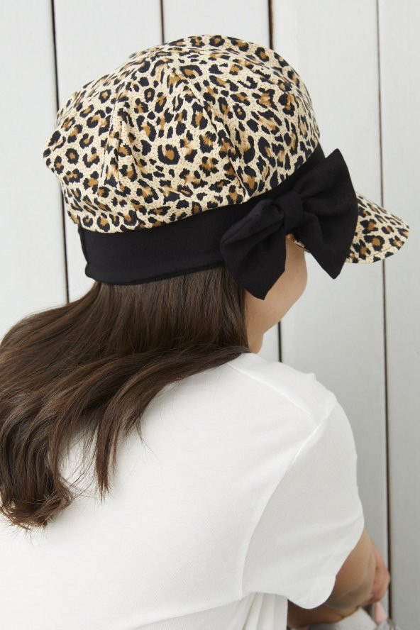 Kız Çocuk Leopar vizyerli 4 mevsim Şapka Bere -yumuşak doğal penye NEW DESIGN - 2