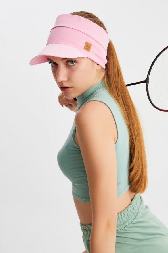 Pembe Kız UV Korumalı Katlanabilir Üstü Açık Yumuşak Siperli %100 Pamuklu Penye Tenis Vizör Şapka - 5
