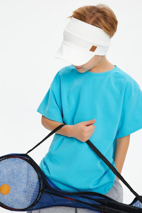 Beyaz Erkek UV Korumalı Katlanabilir Üstü Açık Yumuşak Siperli %100 Pamuklu Penye Tenis Vizör Şapka - 2