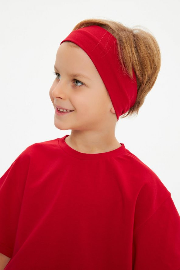 Kırmızı Erkek Pamuklu Penye, Kaymaz, Terletmez, Ultra Hafif,  Esnek Saç Bandı Bandana - 3