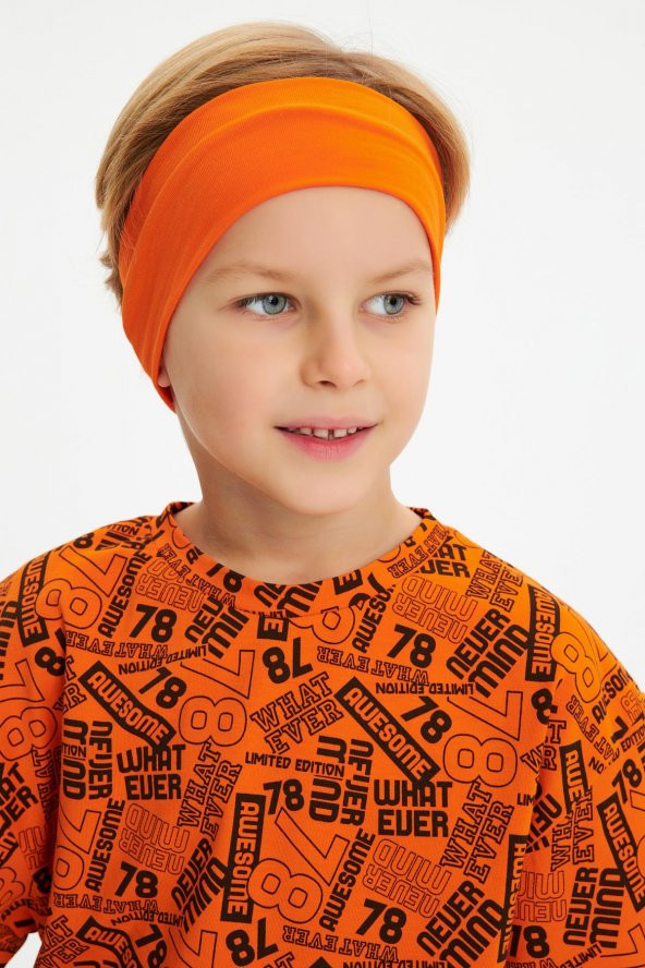 Turuncu Erkek Pamuklu Penye, Kaymaz, Terletmez, Ultra Hafif,  Esnek Saç Bandı Bandana - 7