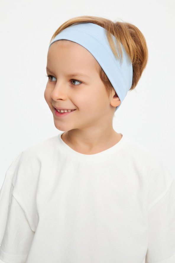 Bebe Mavi Erkek Pamuklu Penye, Kaymaz, Terletmez, Ultra Hafif,  Esnek Saç Bandı Bandana - 8