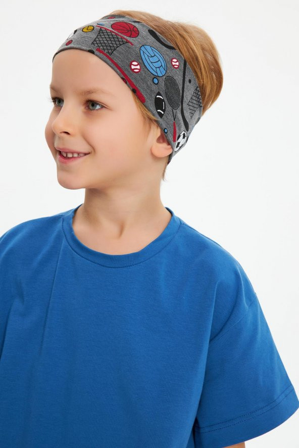 Füme-cok renkli Erkek Pamuklu Penye, Kaymaz, Terletmez, Ultra Hafif,  Esnek Desenli Saç Bandı Bandana - 7