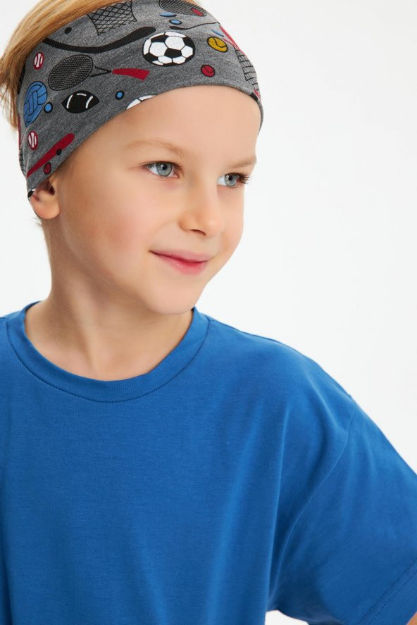 Füme-cok renkli Erkek Pamuklu Penye, Kaymaz, Terletmez, Ultra Hafif,  Esnek Desenli Saç Bandı Bandana - 8