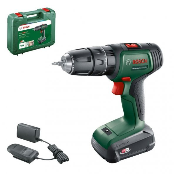 Bosch UniversalImpact 18V Çift Akülü Darbeli Vidalama Matkap (2x1.5Ah + Çanta) 06039D4102