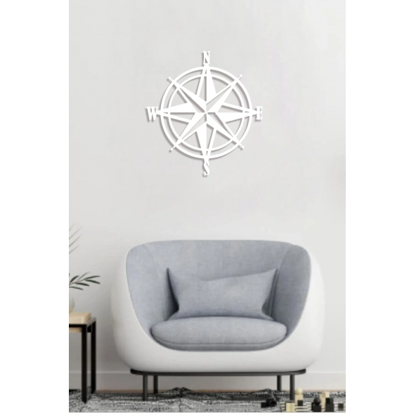 Pusula Yıldızı Ahşap Duvar Dekoru - Ev Dekorasyonu 40 x 40cm ürün görseli