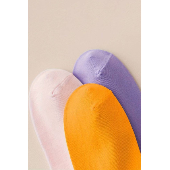 Kadın Renkli (5 Çift) Likralı Pamuklu Penye Patik Çorap - 5