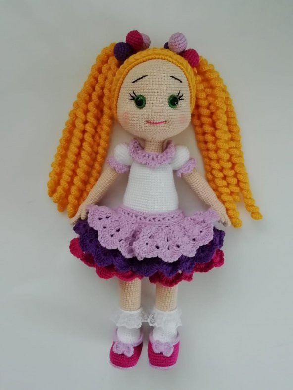 Örgü Saçlı Şirin Şeker Bebek Amigurumi Organik Oyuncak