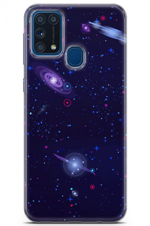 Samsung Galaxy M31 Kılıf Seri Polka 08 Satürn UranüsBaskılı Kılıf - 1