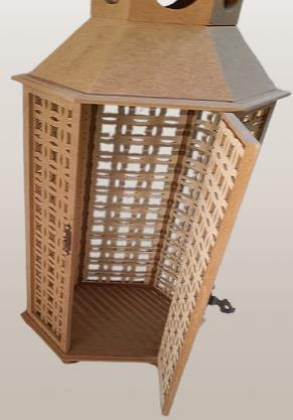 Hobi Adn 90235 Dekoratif Fenerlik 3lü Set MDF HAM CNC Kesim Oyma Nakış El Yapımı - 6