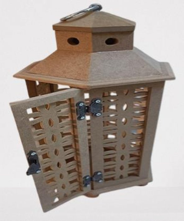 Hobi Adn 90235 Dekoratif Fenerlik 3lü Set MDF HAM CNC Kesim Oyma Nakış El Yapımı - 9