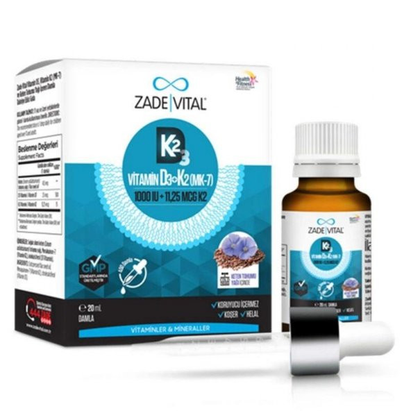 Zade Vital Vitamin D3K2 1000 IU Damla 20 ml