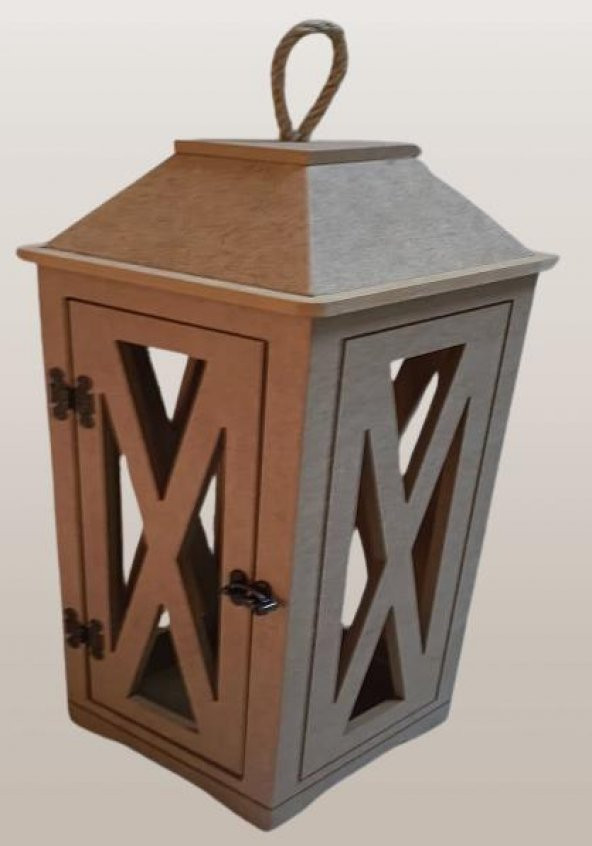 Hobi Adn 90236 Dekoratif Fenerlik Kare CNC Kesim Ahşap MDF Eskitme Menteşe El Yapım - 2