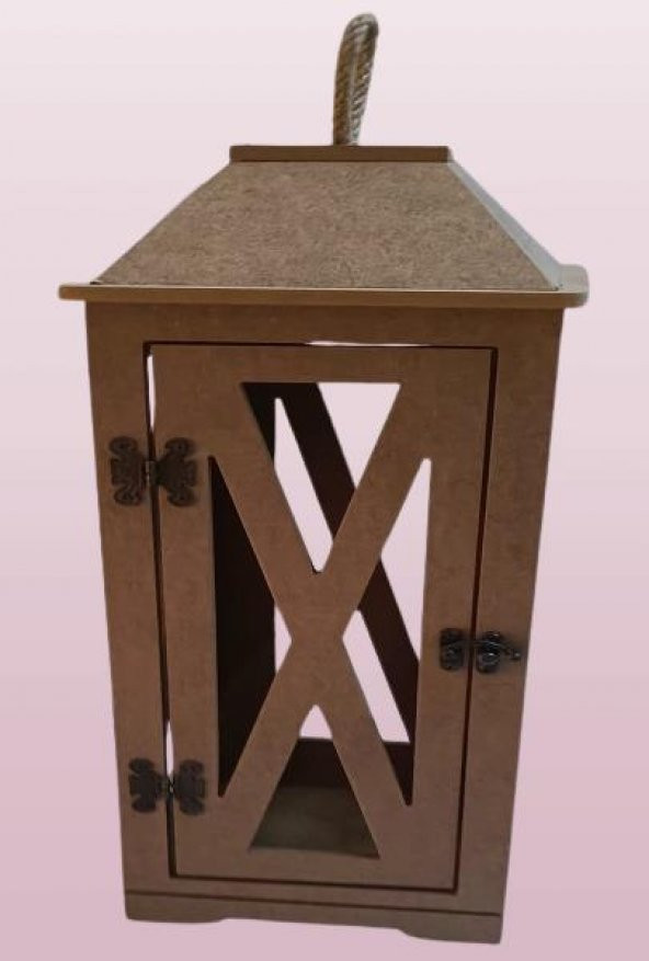 Hobi Adn 90236 Dekoratif Fenerlik Kare CNC Kesim Ahşap MDF Eskitme Menteşe El Yapım - 3