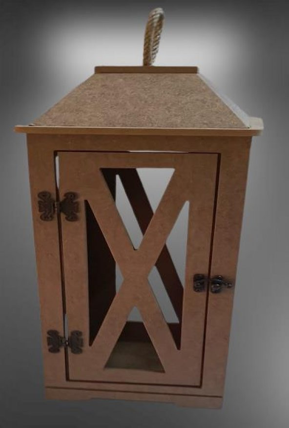 Hobi Adn 90236 Dekoratif Fenerlik Kare CNC Kesim Ahşap MDF Eskitme Menteşe El Yapım - 4