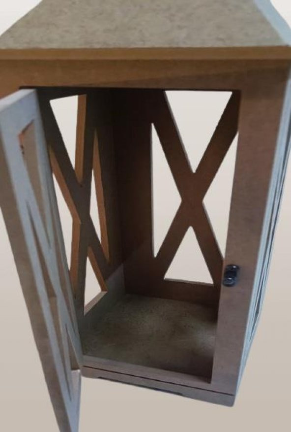 Hobi Adn 90236 Dekoratif Fenerlik Kare CNC Kesim Ahşap MDF Eskitme Menteşe El Yapım - 5